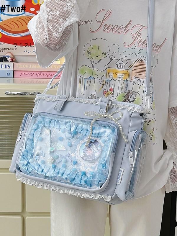 Süße Schleife Transparente Crossbody-Tasche - Große Kapazität JK Süßes Mädchen Abzeichen Tasche