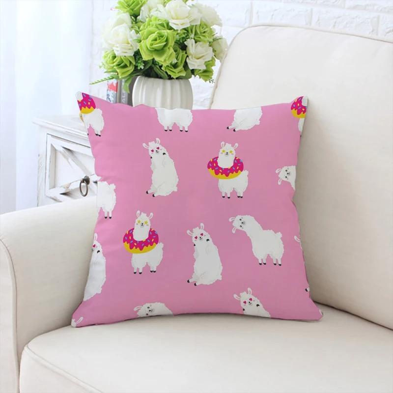 Cute Cartoon Alpaca Pillowcase Car Ornaments Office Living Room Sofa Home Pillowcase