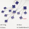 Four-Leaf Clover Jewelry Set: Necklace, Ring, Earrings with Tassel Clavicle Chain - Light Luxury and Versatile Design.