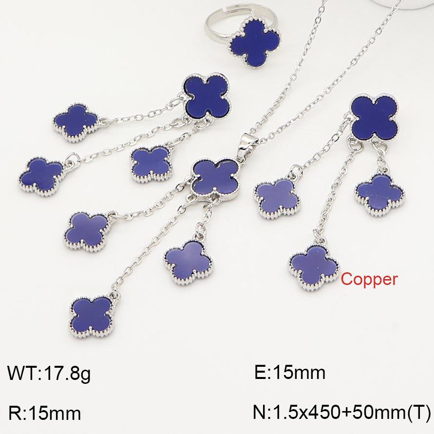 Four-Leaf Clover Jewelry Set: Necklace, Ring, Earrings with Tassel Clavicle Chain - Light Luxury and Versatile Design.