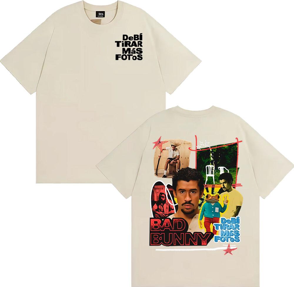 Rapper Bad Bunny Debi Tirar Mas Fotos DTMF Album Tshirts Men Women Fashion Retro Short Sleeve T Shirt 100 Cotton Loose Tshirt