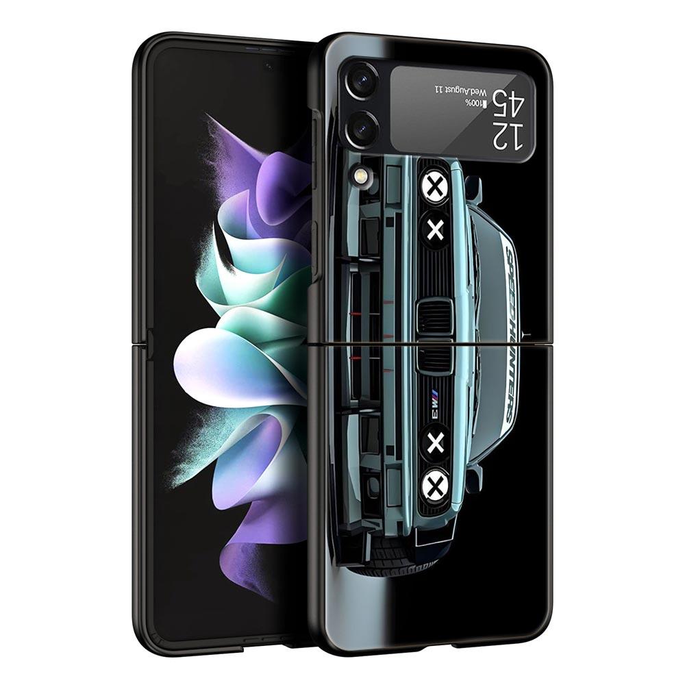 Phone Case for Samsung Galaxy Z Flip 3 4 5 6 Folding Black Shell JDM Tokyo Drift Sports Car For Samsung Z Flip4 Flip5 PC Cover