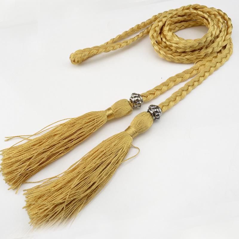 Damesleren riem in Koreaanse stijl met strik en kwastje tailleketting