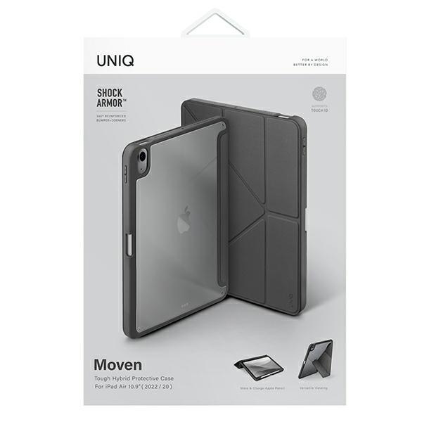 Uniq Etui Moven Ipad Air 10.9           (2022/2020) Ipad Air 11 (2024) Antimicrobial Szary/Charcoal Grey