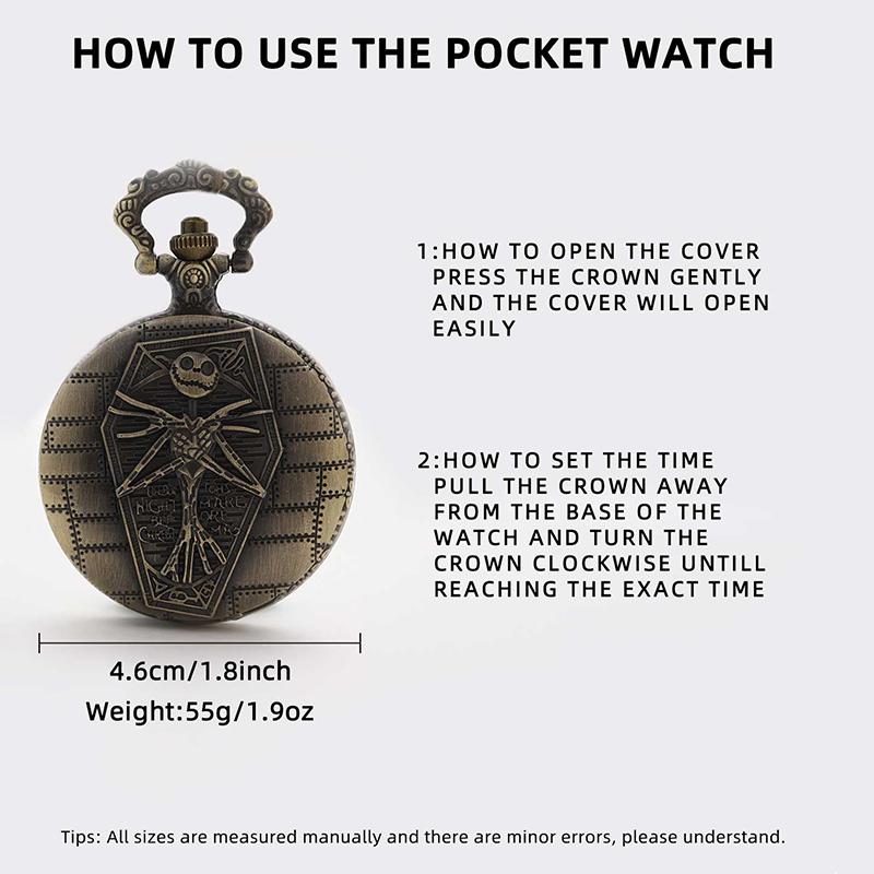 Ceasuri de buzunar pentru bărbați Ceas de buzunar din bronz vintage, schelet, schelet, pre-Crăciun, cuarț, lanț, cadou pentru bărbați și femei