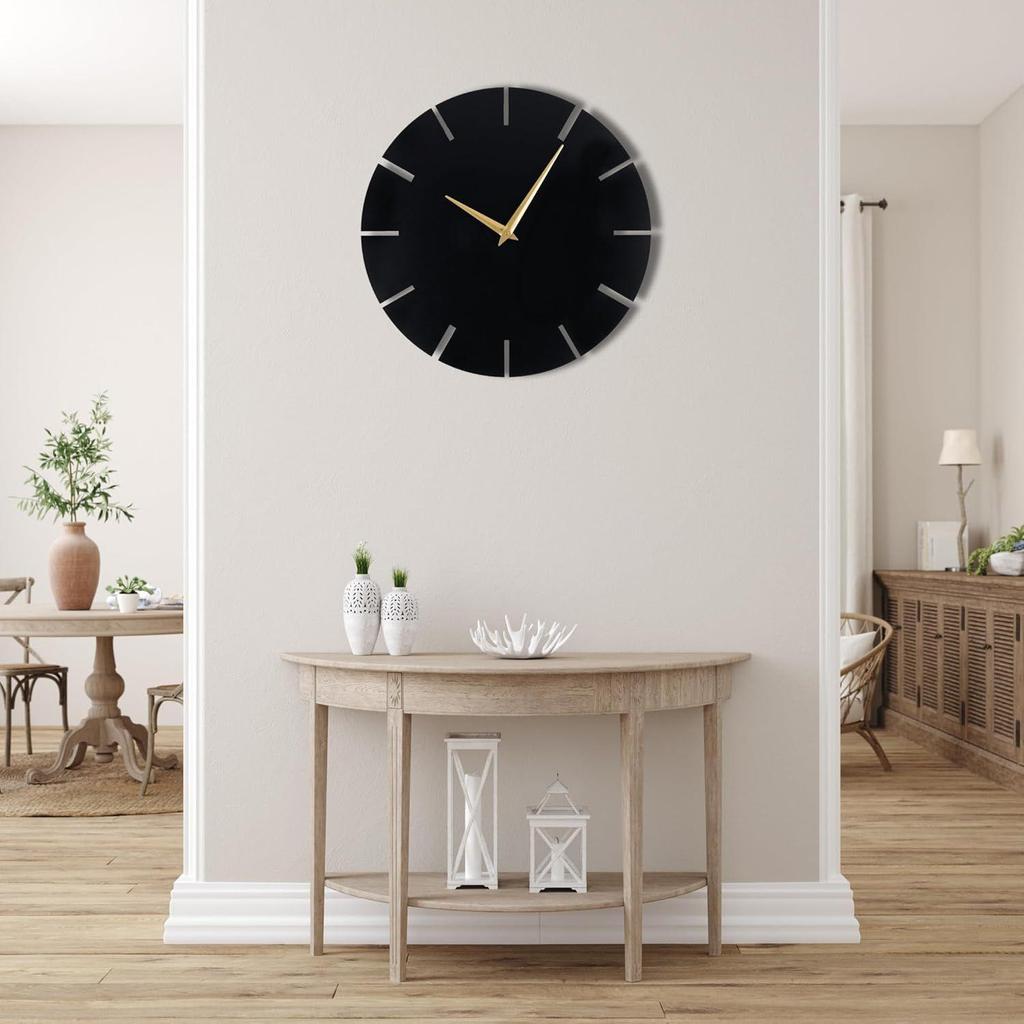 Metallic Analog Wall Clock for Home, Office, Living Room, Bedroom, Kids Room and Kitchen (40 X 40 Cm) | Big Size Stylish Latest Home Decor