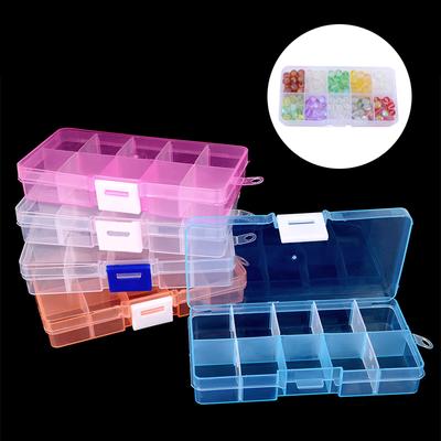 Boîte de Rangement 10 Compartiments Conteneur Bijoux Boucles d'Oreilles Perles Présentoir Organisateur