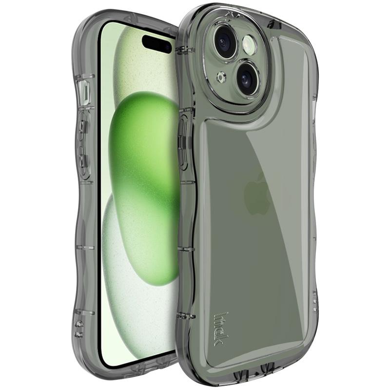

IMAK For iPhone 15 Case TPU Precise Cutouts Wavy Edges Mobile Phone Cover Transparent Black