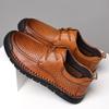 Men Split Leather Business Casual Shoes Summer Punching Leather Comfortable Driving Flats Mens Outdoor Hollow Out Oxfords Shoes