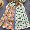 Summer Elegant Midi Patchwork Dress for Women Lapel 3/4 Sleeve Wave Point Breasted Female Design Vestidos New In 2024 Chic