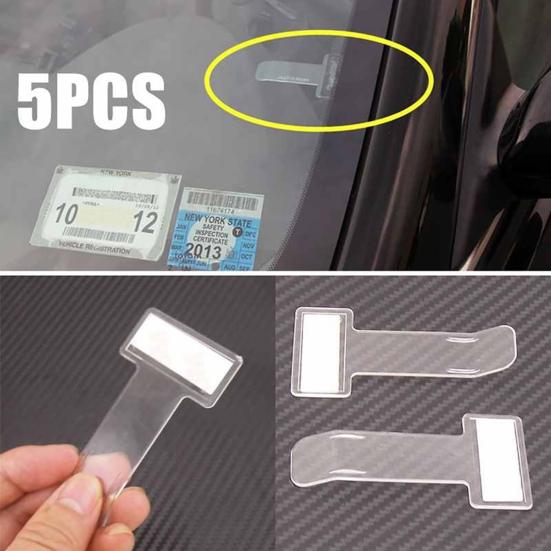 5Pcs Receipt Hloder Easy To Use Adhesive Transparent T-shape Receipt Holder for Car