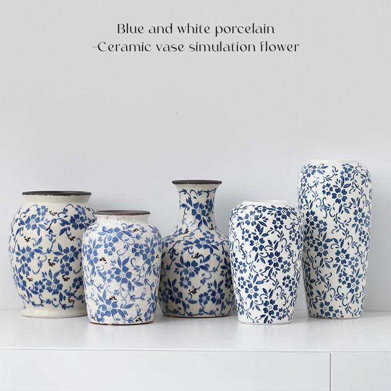 Chinese Blue and White Porcelain Ceramic Vase for Home Decor