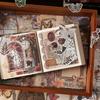 200 pcs Vintage material paper+Stickers Hybrid set Vintage Creativity Scrapbooking Collage material Craft Supplies