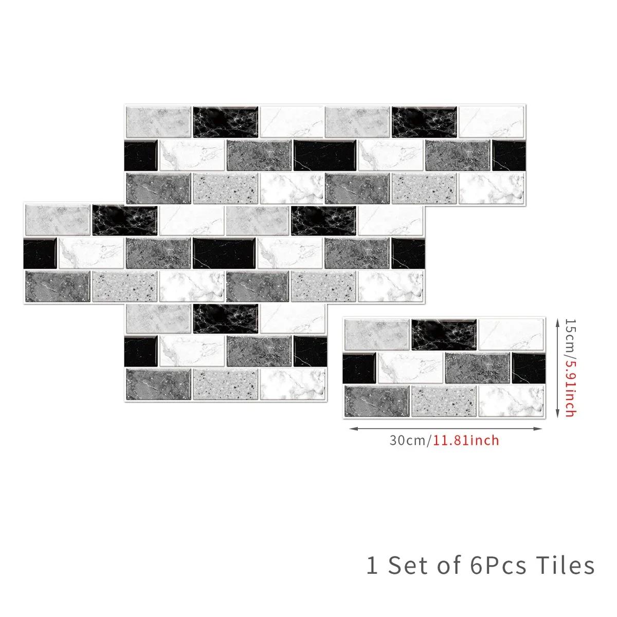 

6 шт. 15 см*30 см креативные наклейки на плитку с кирпичным узором кухонные жиростойкие наклейки самоклеящиеся настенные украшения