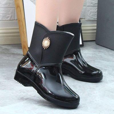 Damenmode Wasserdichte Rutschfeste Regenstiefel mit Baumwollfleece – Verschleißfestes Kurzes Mid-Calf-Design für Alle Jahreszeiten