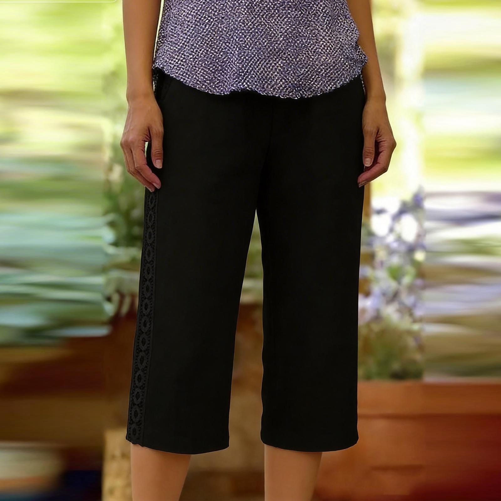 Women s Fashionable Casual Loose-Fit -Colour Cotton-Linen Blend Elasticated Waist Tie-Waist 7/10 Pants L