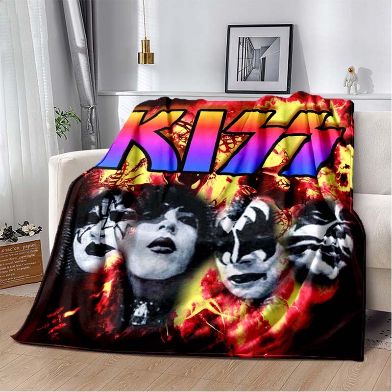 KISS Band Pattern Throw Blanket Light Weight Blanket for Living Room Bedroom Kidsroom Warm Blanket Christmas Gift