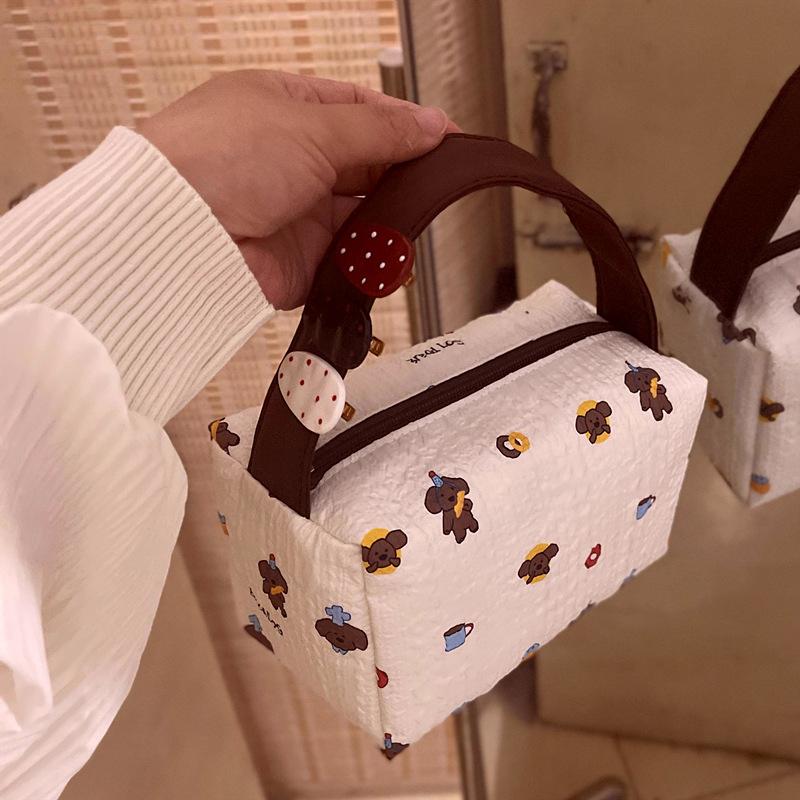Cute Puppy Cosmetic Bag Large Capacity Dog Makeup Bag Menstrual Bag Sundry Storage Bag Travel Handbag