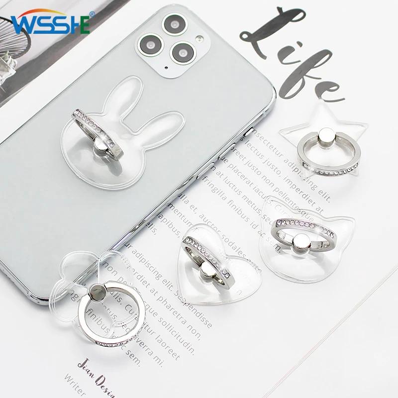 Transparent Finger Ring Mobile Phone Holder Universal Smartphone Clear Stand Support Cell Phone Car Mount For iPhone 15 Xiaomi
