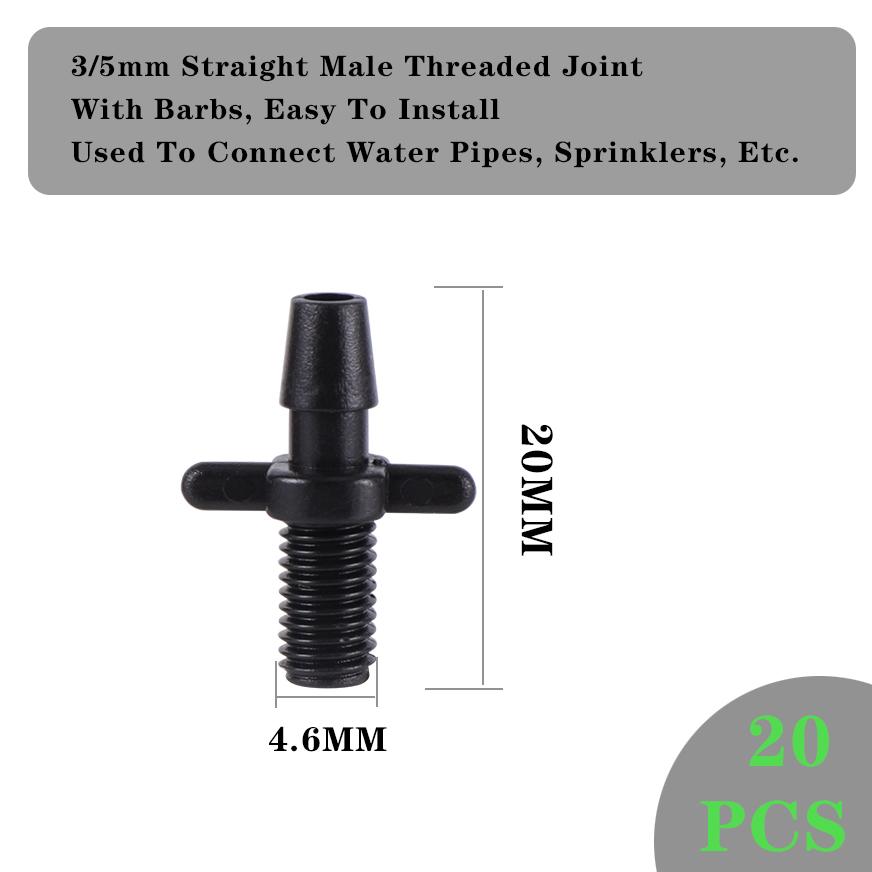 20pc Garden Irrigation Connector Barb 3/5 Mm 3 Way Elbow Water Pipe Connector Accessory Repair For Garden Potted Plants