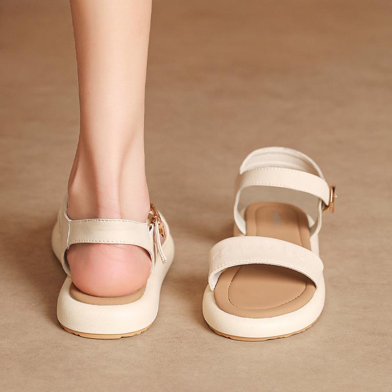 Augustine flat-soled sandals women's 2025 new summer French one-word strap with skirt soft-soled beach sandals