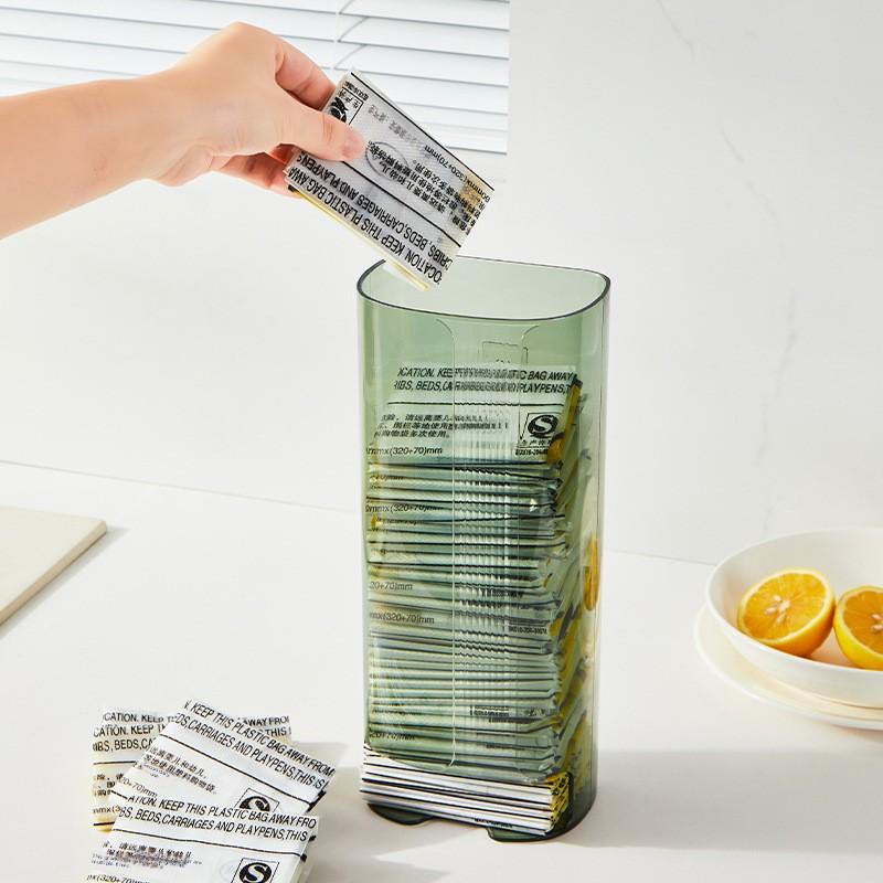 Nástěnný bezvrtací úložný box na sáčky na odpadky do skříňky, průhledný úložný regál na spodní prádlo, úložný regál na ponožky