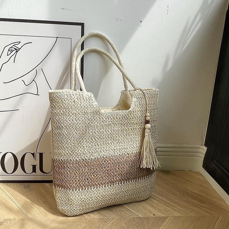 

Соломенные сумки через плечо для женщин, летние, пляжные, дорожные, шоппинг-сумки, хобо, плетеные, с кисточками, декорированные сумки 38x40x3cm