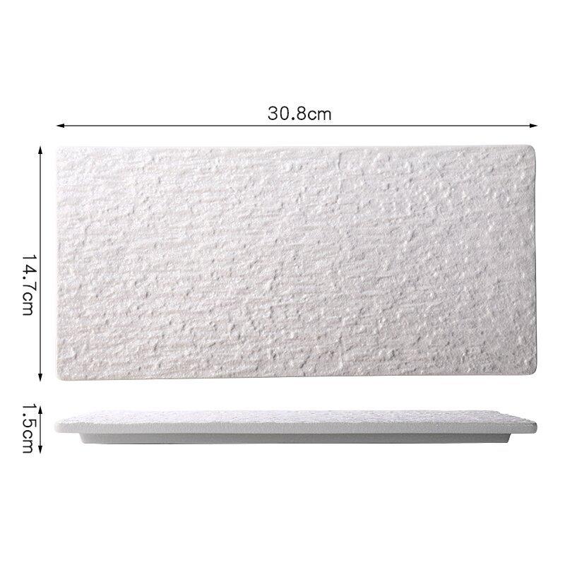 Rectangular Ceramic Stone Patterned Western Dining Plate, Sushi Plate, Specialty Restaurant Tableware, Sashimi Display Plate