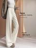 Coffee-Colored Wool-Blend Wide-Leg Velvet Pants for Women - 2025 Autumn/Winter Collection.