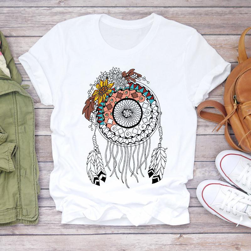 Dreamcatcher Dreamcatcher Crewneck Loose Fashion White T-shirt Women's Short-sleeved Tshirt Tops  Oversized T Shirt Tee