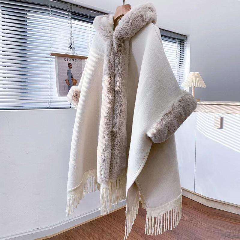 

Меховая меховая накидка-жакет для принцессы женская осенне-зимняя новая с большим меховым воротником накидка шерстяное пальто прилив Default item