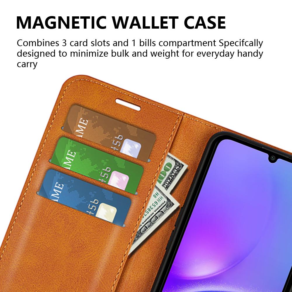 Für Samsung Galaxy A06 4G Ständerhülle Kratzfestes Kalbleder Textur Handyhülle