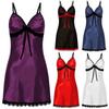 Sexy Sleepwear Women Lace Silk Satin Night Dress Sleeveless Nighties V-neck Nightgown Plus Size Nightdress Nightwear