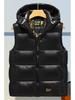 Men's Black and Gold Hooded Winter Down Cotton Gilet Vest