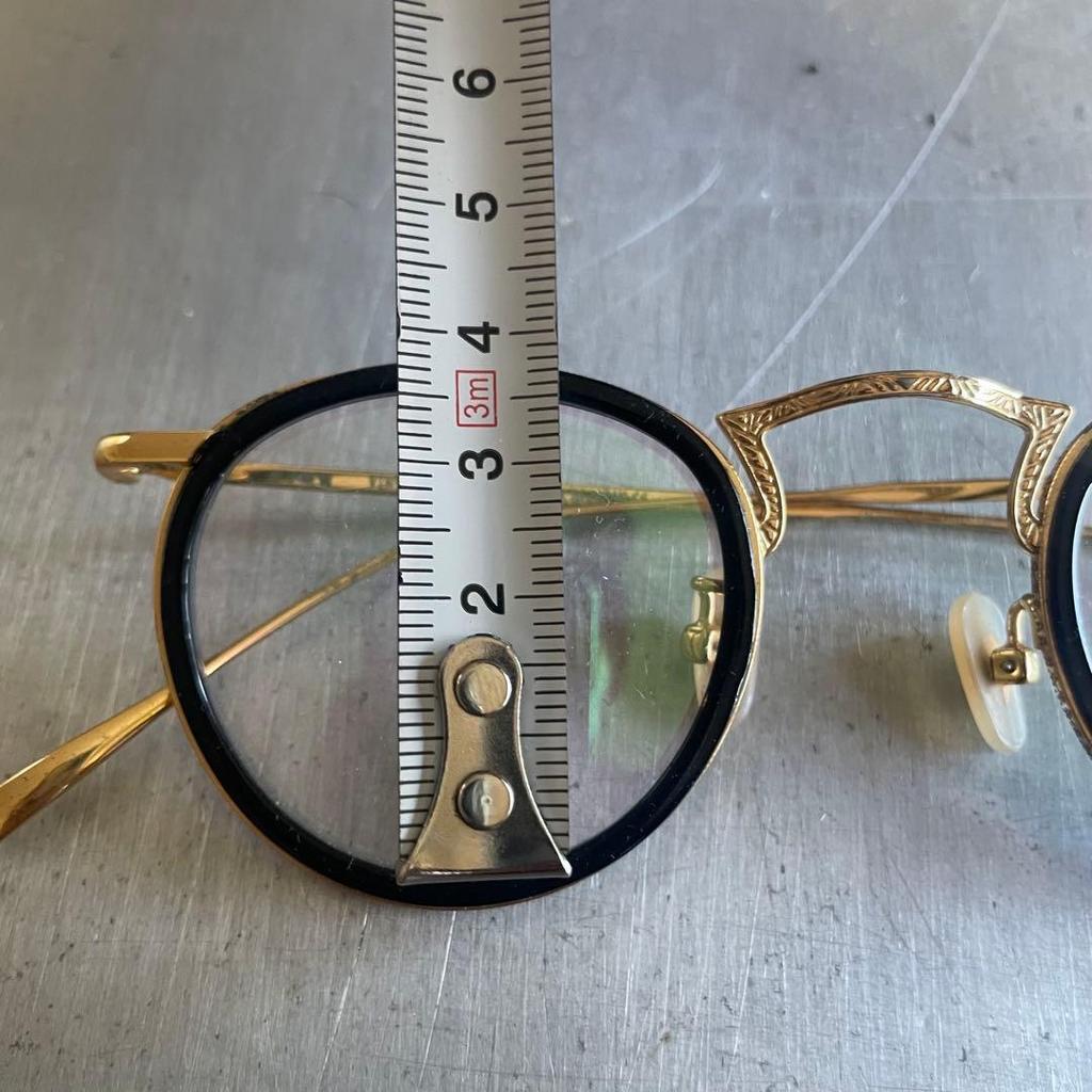 Used Kaneko Glasses VINTAGE Gold Frame Black Boston Glasses