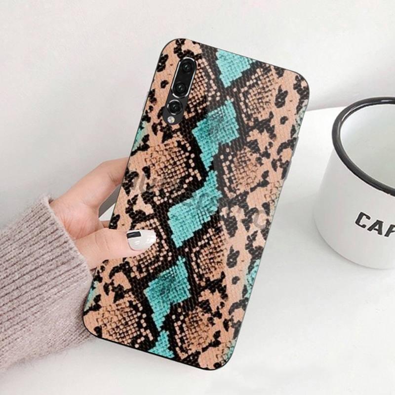 Pouzdro na telefon Snake Skin pro Huawei P50 P40 P30 P20 Pro Mate 40 30 20 Pro Nova 9 8 7 PC Skleněný kryt telefonu