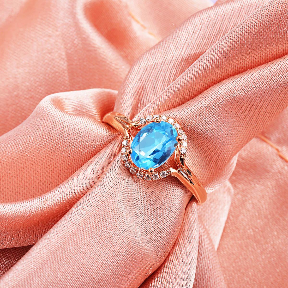 

Inlaid 4 Carat Pigeon Egg Red Garnet Ring Rose Gold Plated Aquamarine Live Ring Opening adjustable