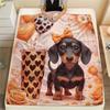 1Pc Dachshund Print Flannel Blanket, High quality Comfortable for All Seasons, Home Decor, Warmth and Comfort, Perfect for Christmas Gifts