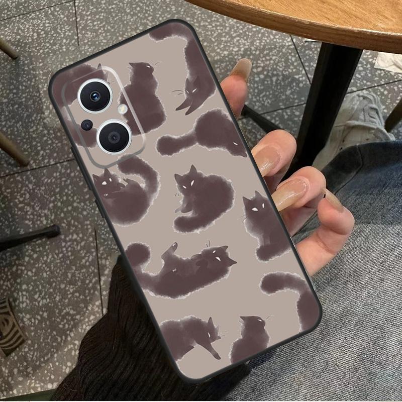 Black Cats Ink Cute Pet Witch Art For OPPO Reno 7 8 Lite 8T 14F 13F 11F 12F 10 11 12 13 14 Pro OPPO Find X9 X8 X5 X6 Pro Case