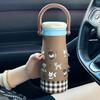 Cute Puppy Tumbler With Straw Stainless Steel Kawaii Thermal Water Bottle For Hot Cold Coffee Tea Portable Thermal Cup 600ml