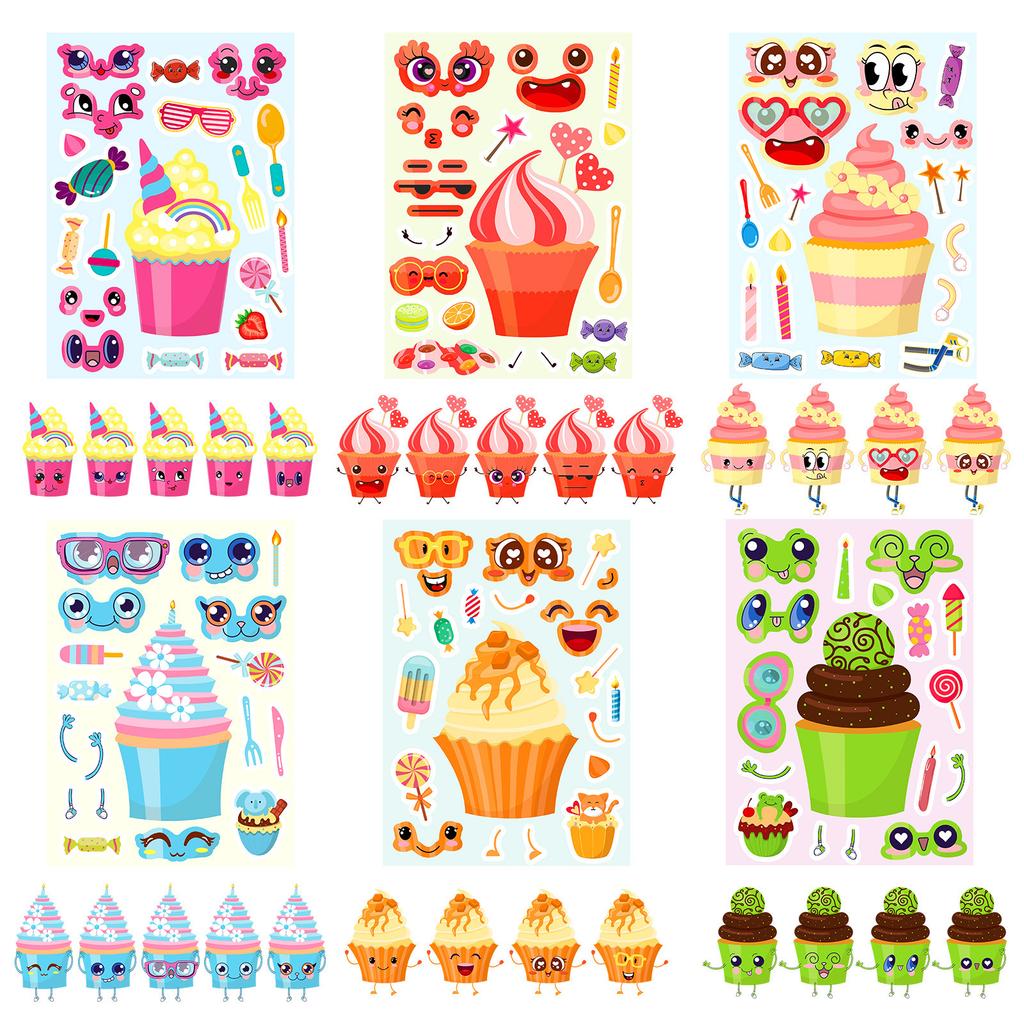 6 Photos/paste Cake Face Change Stickers for Children's Fun Sweet Ice Cream Cake Puzzle