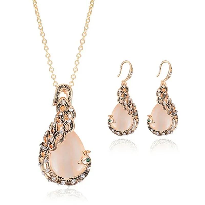 Earrings Jewelry Set 3pcs/set Jewelry Sets Women Elegant Waterdrop Rhinestone Pendant Necklace Hook