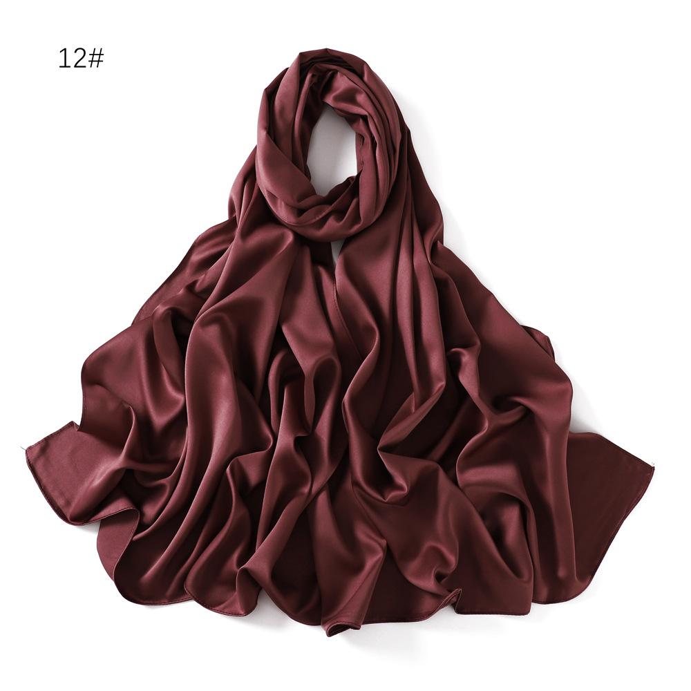 New Luxury Medine Silk Scarf For Women Muslim Plain Hijab Long Shawls Big Size Headscarf Wraps Islamic Turban Headband Bandana