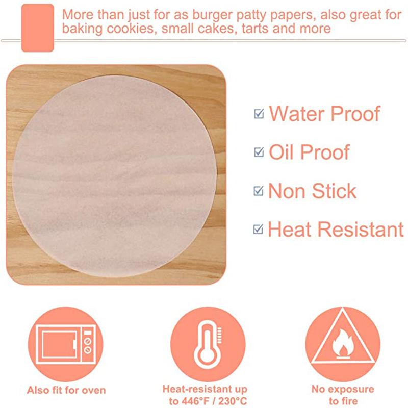 50/100pcs Round Burger Patty Paper Non Stick Freezer Parchment Paper for Beef Patties Baking Cooking Food Wrap