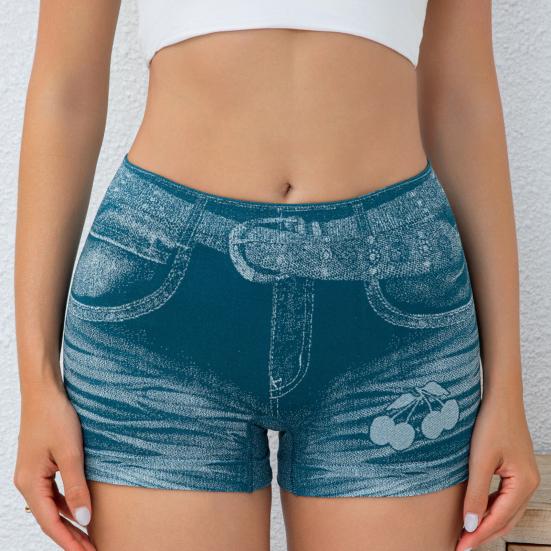 Imitation Denim Shorts for Women High Waisted Skinny Fake Jean Shorts Stretch Boyshort Panties Ladies Boxer Briefs