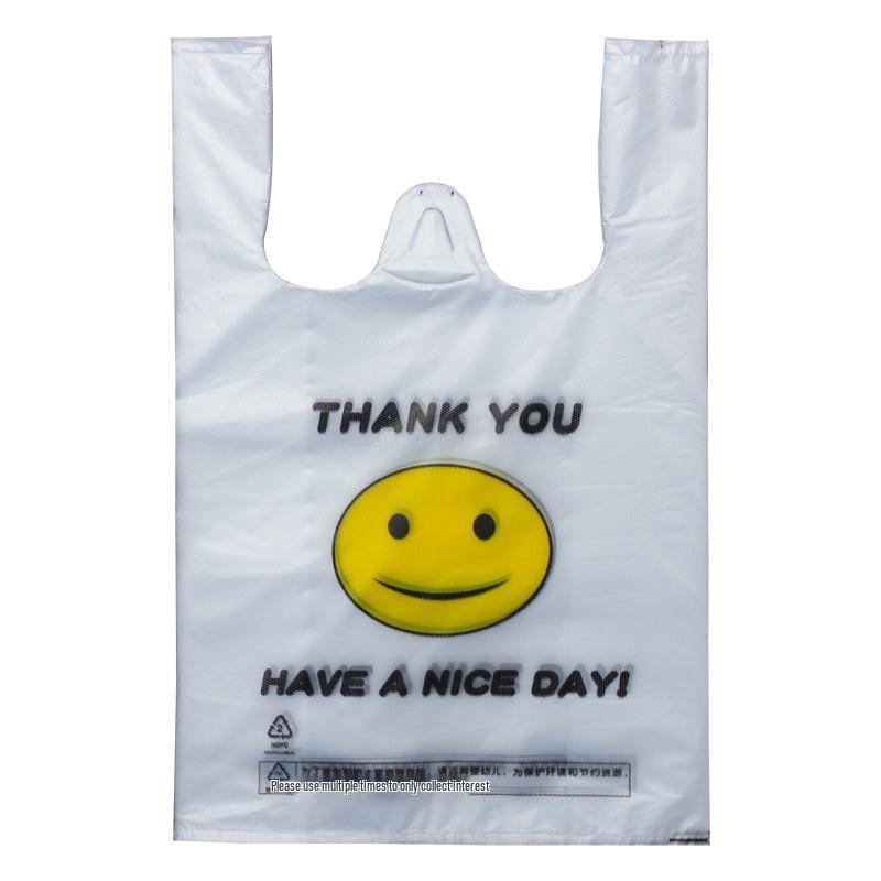 Thickened Transparent Smiley Face Plastic Vest Bag - Disposable Shopping and Takeaway Bag