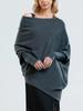 Solid Color Round Neck Ruched Pullover - European & American Style, Long Sleeve, Comfortable Knit
