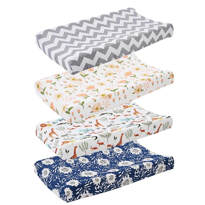 Soft Reusable Changing Pad Cover Printing Design Minky Material Baby Breathable Diaper Pad Sheets Cover