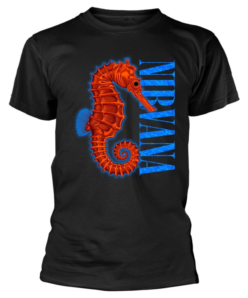 

26 Nirvana Seahorse Black T-Shirt NEW OFFICIAL Unisex T-Shirt XXXL