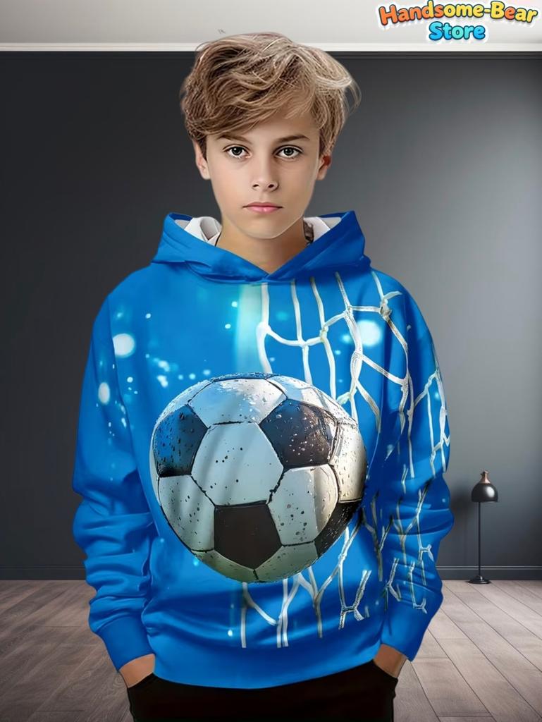 Kids Clothes Boys Hoodies Long Sleeve 3D Football Print Children Spring Fall Clothes Casual Outdoor Active Boys Clothing Tops